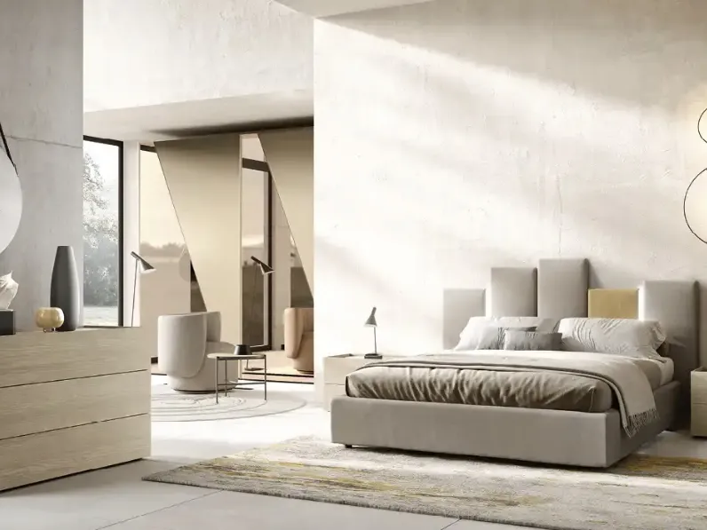 Letto Puzzle B12 con testiera asimmetrica di Moretti Compact Giorno Notte