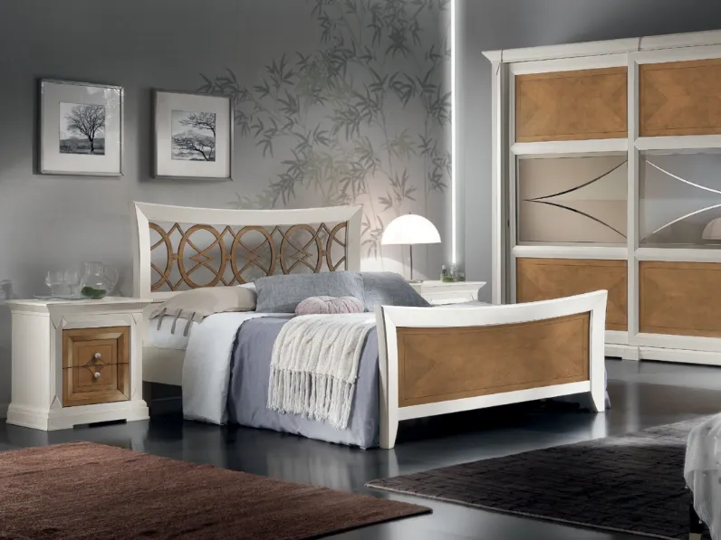 Letto Raffaello FMG1003 in legno con testiera traforata di Betamobili