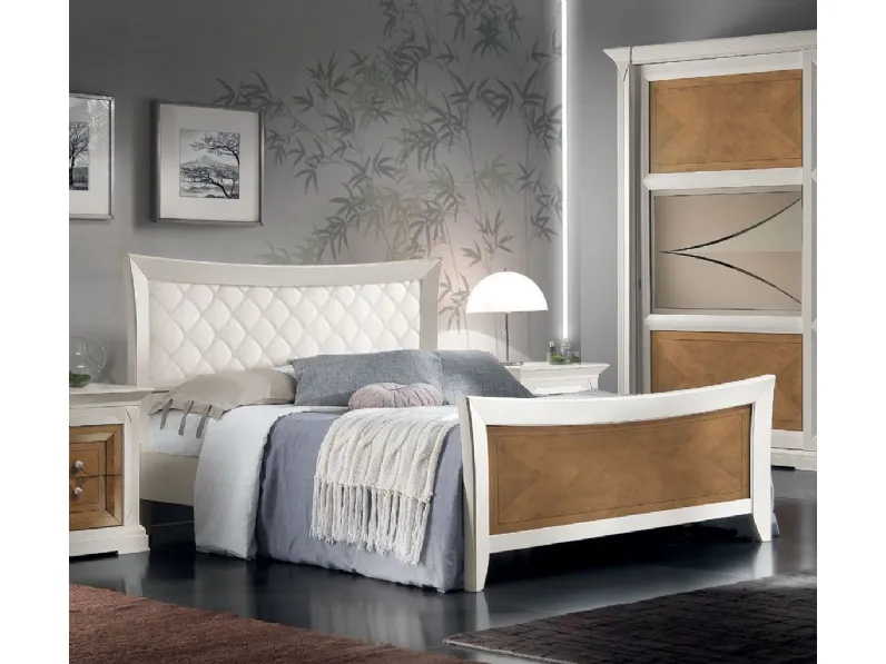 Letto Raffaello FMG1005 in legno con testiera imbottita di Betamobili
