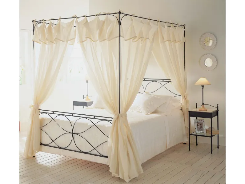 Letto matrimoniale in ferro battuto con baldacchino Raphael di Cantori