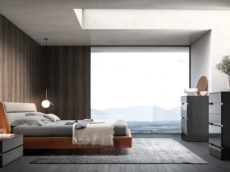 Letto in pelle e tessuto Rigoletto di Kico