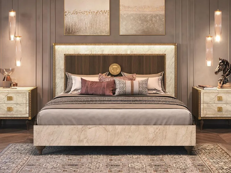 Letto Romantica in noce e marmo di Carrara di Arredoclassic