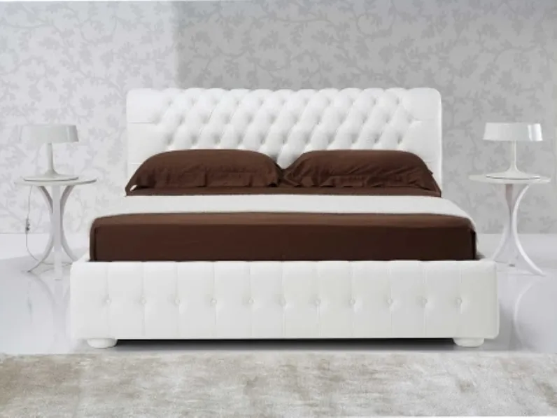 Letto classico trapuntato in pelle Rondò di Tancredi salotti