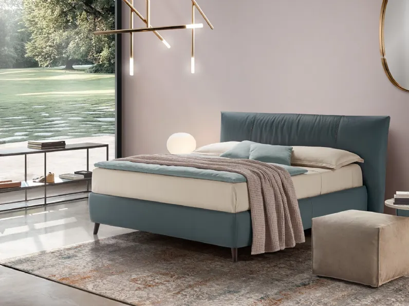 Letto in pelle imbottito con testiera Era Elite di Rosini Night