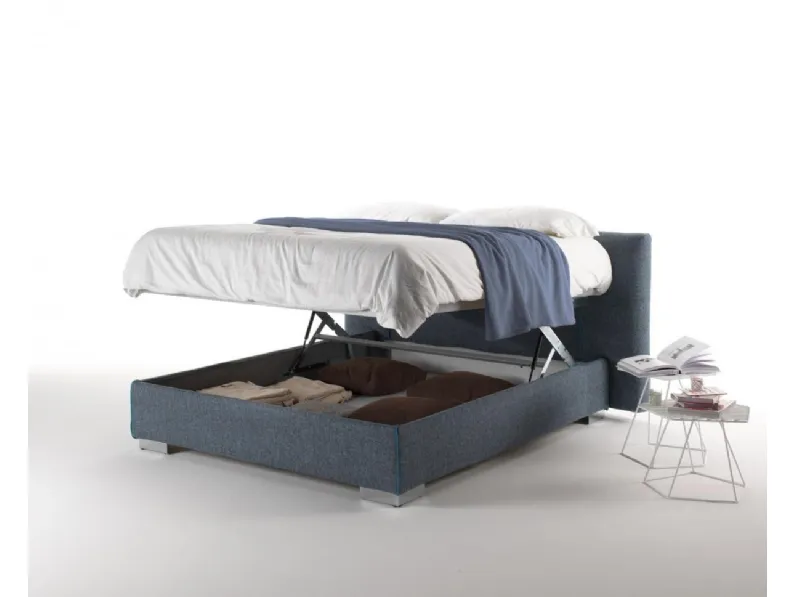 Letto imbottito con testiera e comodo e capiente box contenitore Virgilio di Salvetti