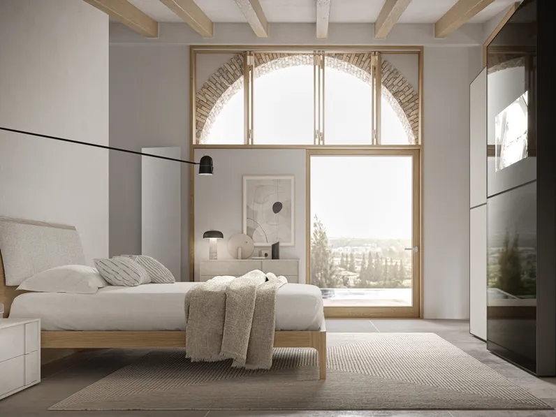 Letto Parentesi in legno con pannello imbottito di SantaLucia