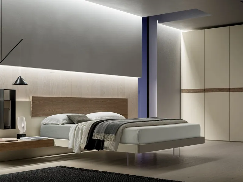 Letto con testiera Scacco in laccato e legno di SantaLucia