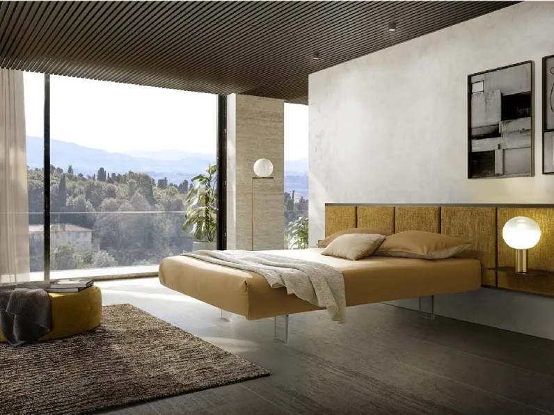 Letto Scacco Configurazione A1 con pannello boiserie di Duomo Design