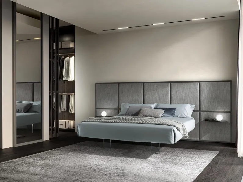 Letto Scacco Configurazione A2 con pannelli boiserie di Duomo Design