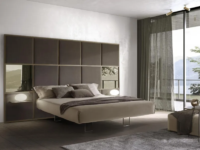 Letto Scacco Configurazione A3 con pannelli boiserie di Duomo Design