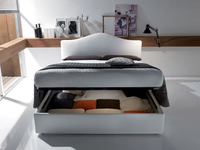 Letto con testiera e box contenitore Scarlatto di Crippa Salotti