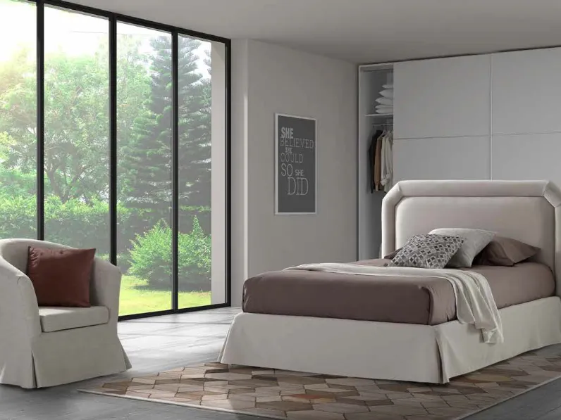 Letto singolo classico in tessuto imbottito Ariel di Rimar