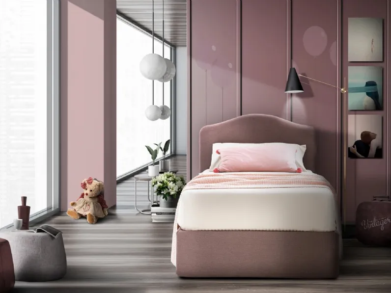 Letto in tessuto con testiera sagomata Lipari di Artigianaletti