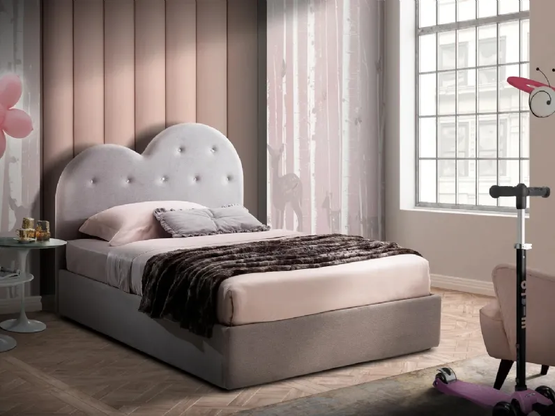 Letto singolo classico Vulcano con testiera sagomata di Artigianaletti