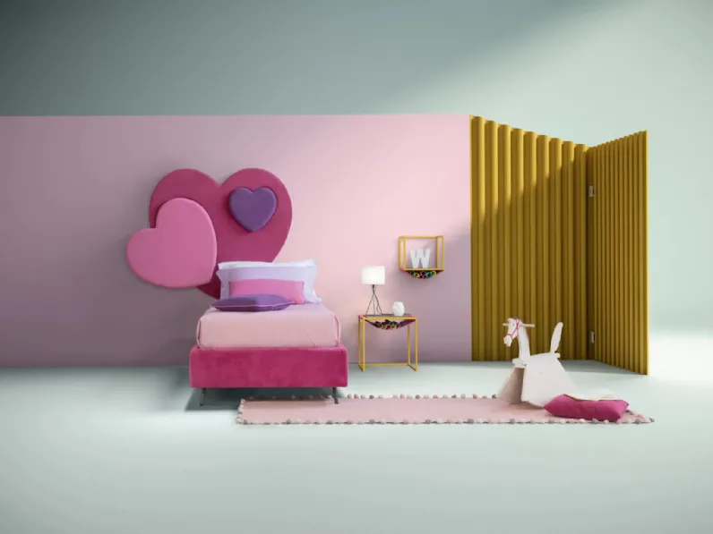Letto moderno singolo con testiera a forma di cuore Sweet di Bside