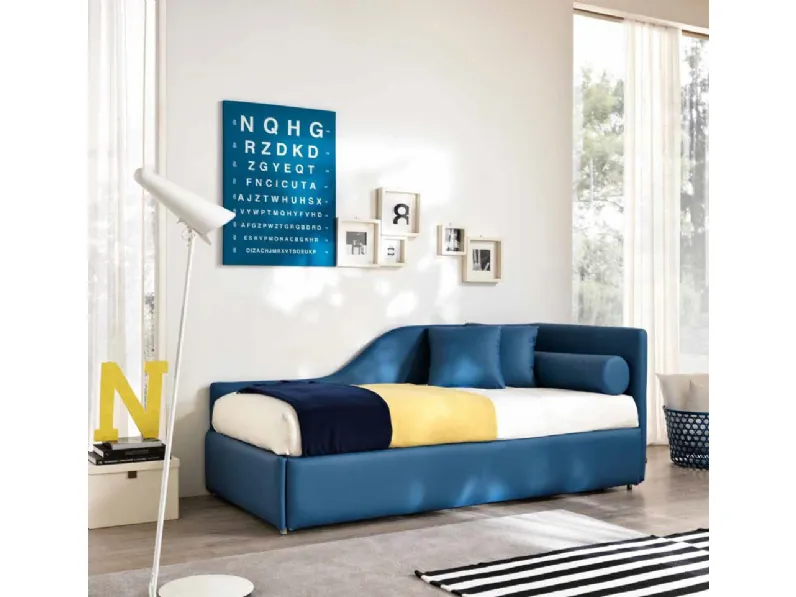 Letto singolo Clik-Clak con letto estraibile di Susan imbottiti