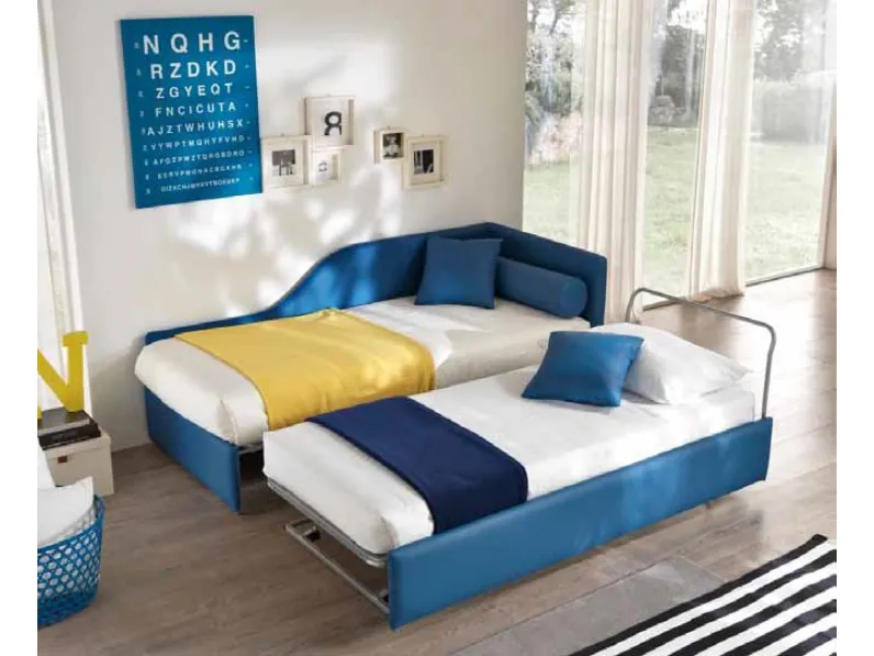 Letto singolo Clik-Clak con letto estraibile di Susan imbottiti