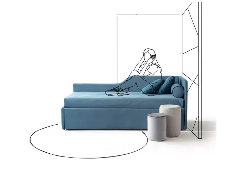 Letto singolo in tessuto con secondo letto estraibile Topazio di Nefi Italia 