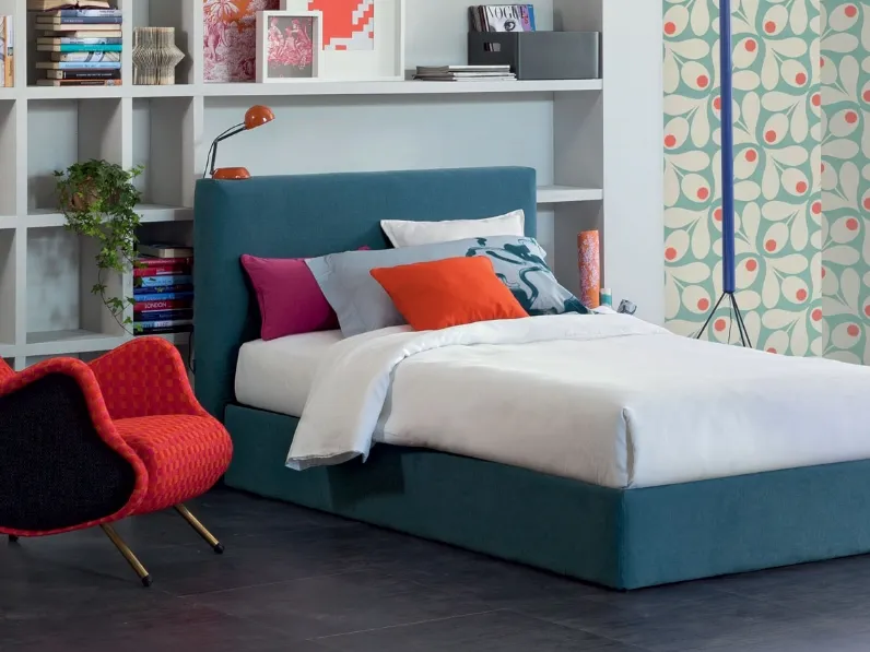 Letto singolo in tessuto con testiera Eclipse di Oggioni