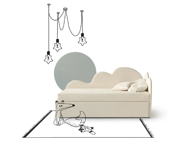 Letto per bambini Piccolo Principe in tessuto con secondo letto estraibile di Nefi Italia 