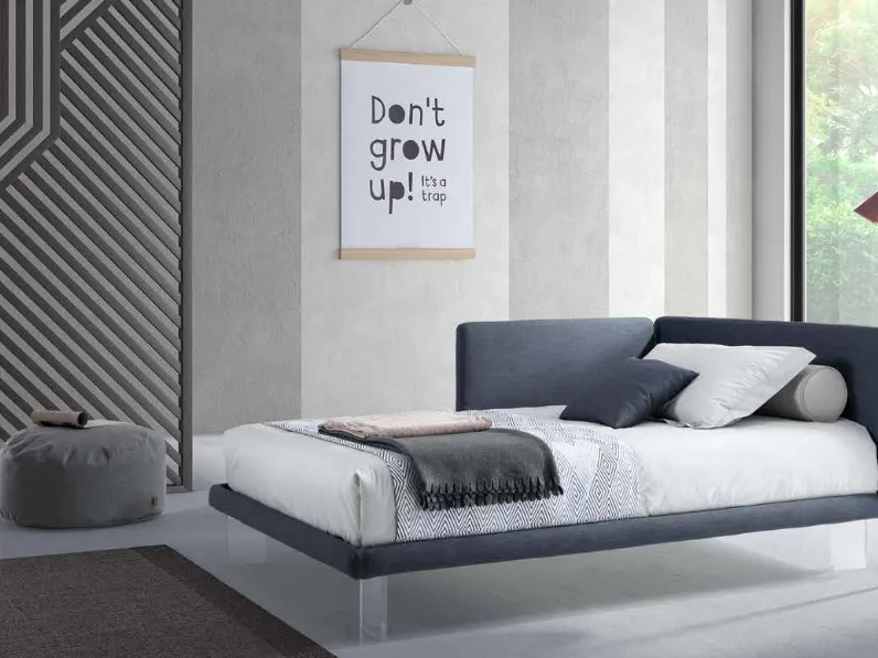 Letto singolo in tessuto imbottito Pixel 03 di Rimar