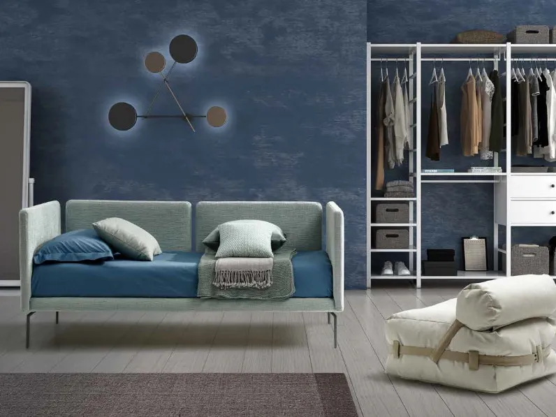 Letto singolo in tessuto Pixel 01 di Rimar