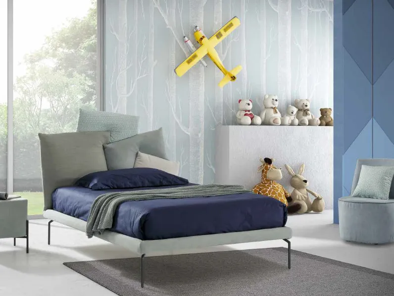 Letto singolo con testiera asimmetrica Square di Rimar
