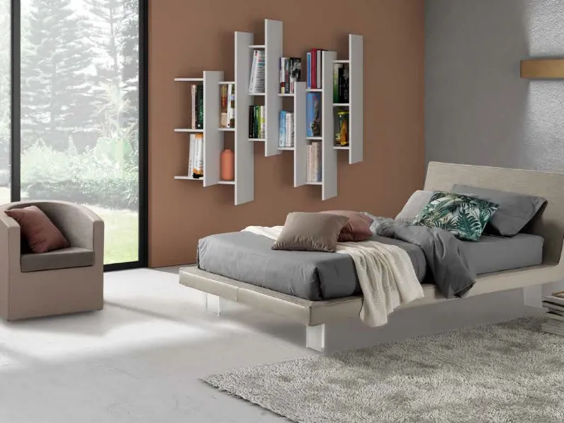 Letto singolo Yoru in ecopelle e tessuto di Rimar