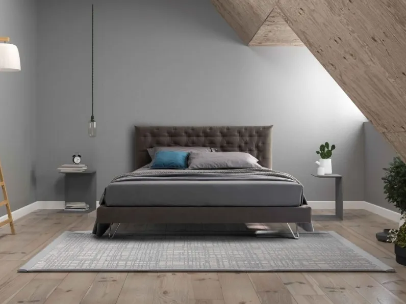 Letto matrimoniale con testiera trapuntata in tessuto Soffio di Confort Line