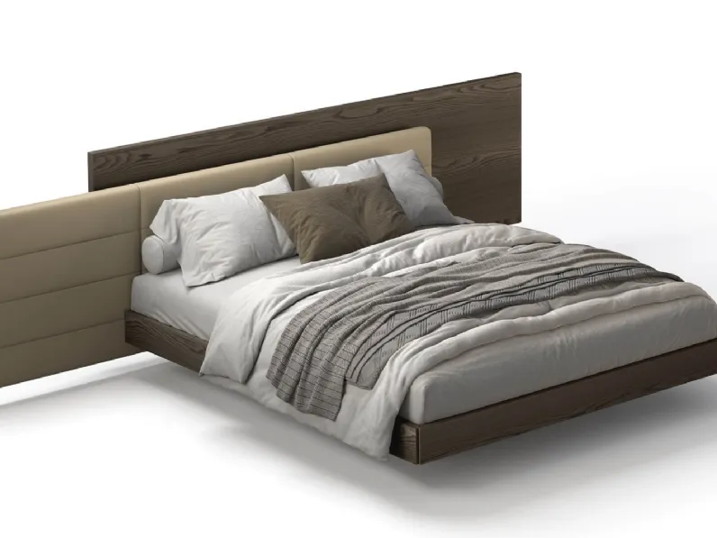 Letto con testiera doppia in pelle imbottita e legno Sophia di Fratelli Elli