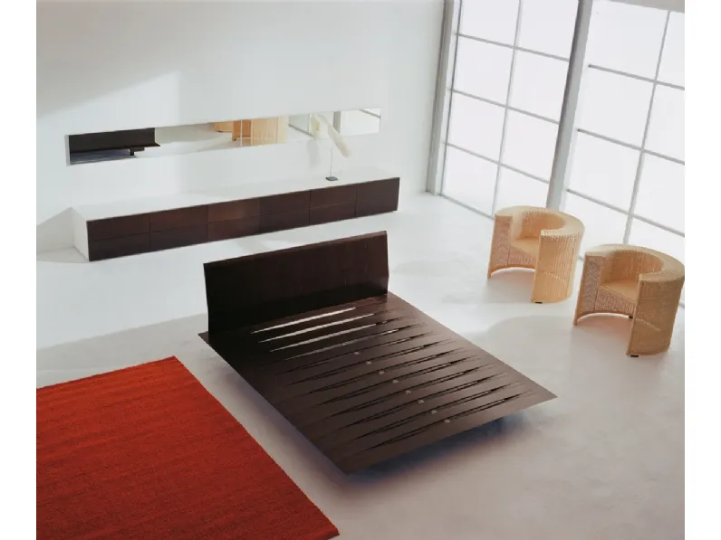 Letto in legno con testiera Sottiletto di Horm