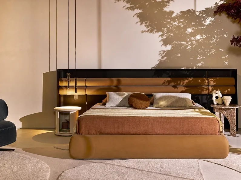 Letto in legno e pelle Sunrise di Gallotti&Radice