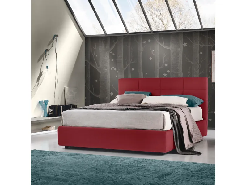 Letto Sole in ecopelle con box contenitore di Susan imbottiti