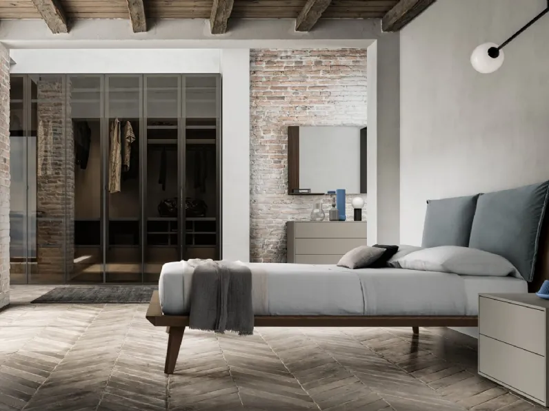 Letto impiallacciato con testiera Talak di SantaLucia