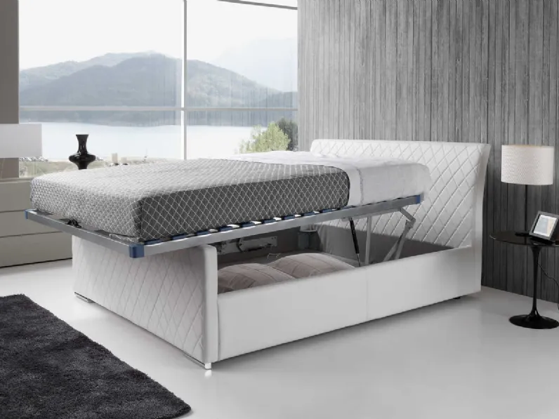 Letto in pelle con box contenitore Glamour di Tancredi salotti