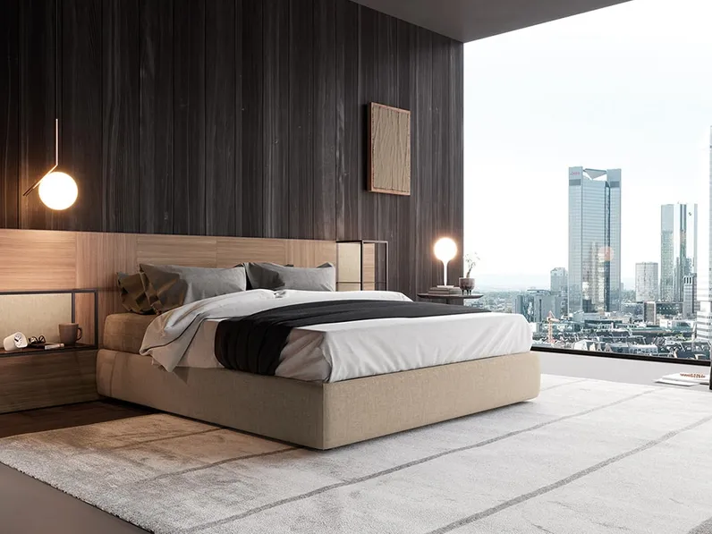 Letto in legno e tessuto Teca Vision di Kico