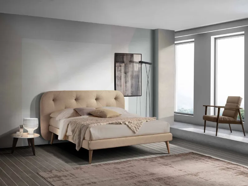 Letto Temple Slim con testiera imbottita e trapuntata di San Lorenzo