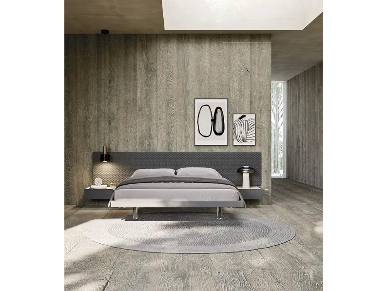 Letto Testiera Imbottita e giroletto in legno di Mobilgam