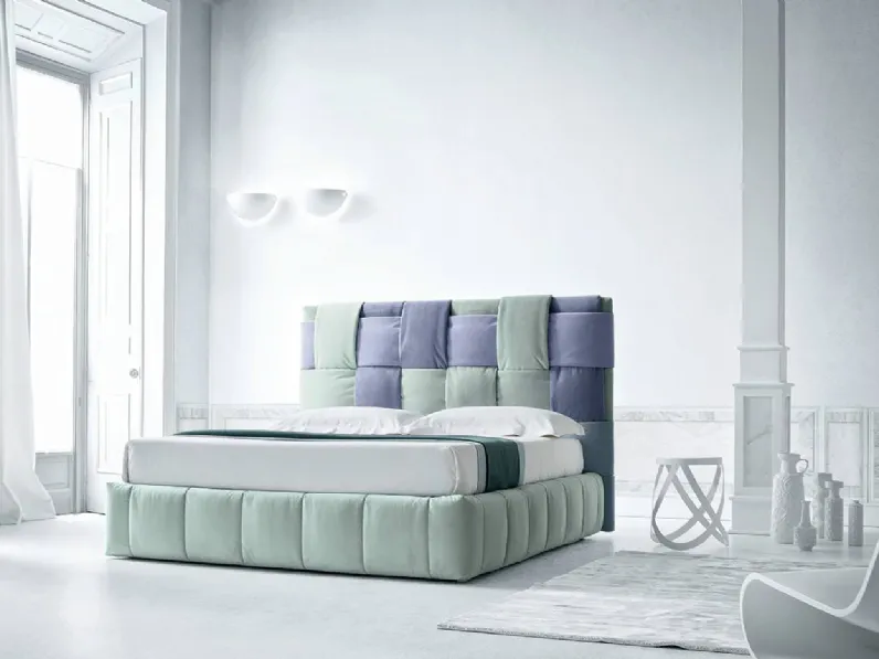Letto in tessuto morbido con testiera intrecciata Tiffany di Felis