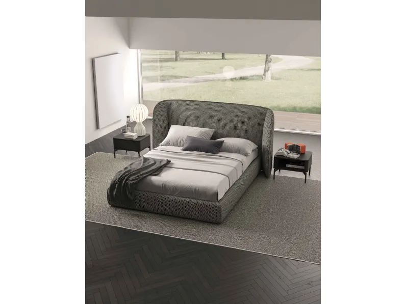 Letto contenitore con testiera avvolgente Tender di Tumidei