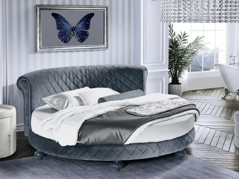 Letto rotondo in tessuto trapuntatato Turandot di Stilfar