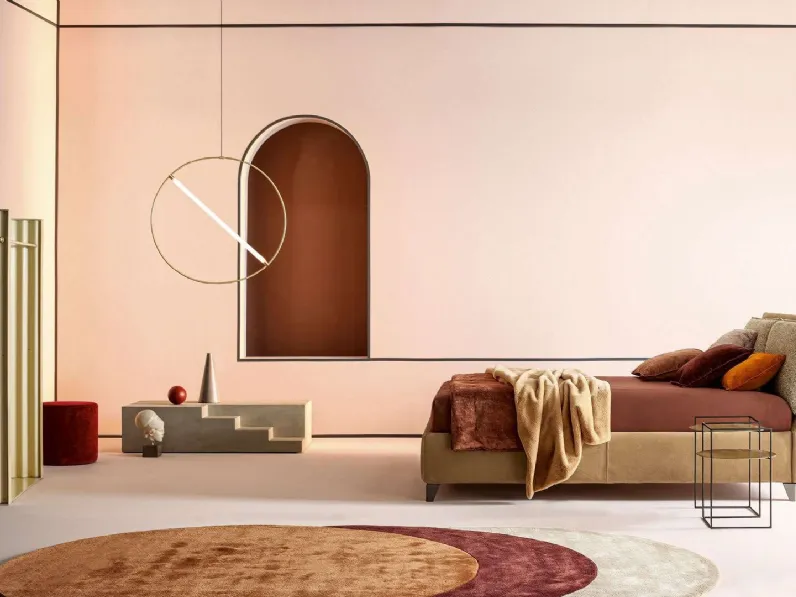 Letto con testiera in pelle e tessuto Attico di Twils