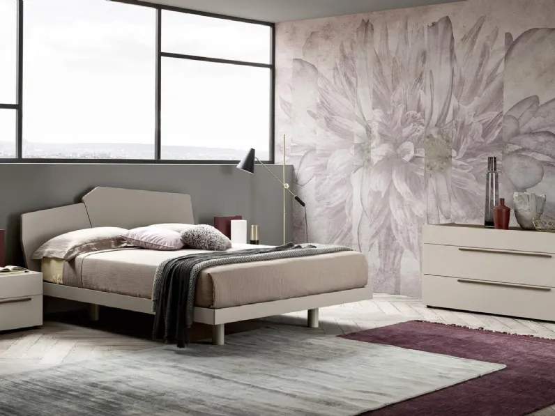 Letto laccato opaco con testiera asimmetrica Twin di Murobianco
