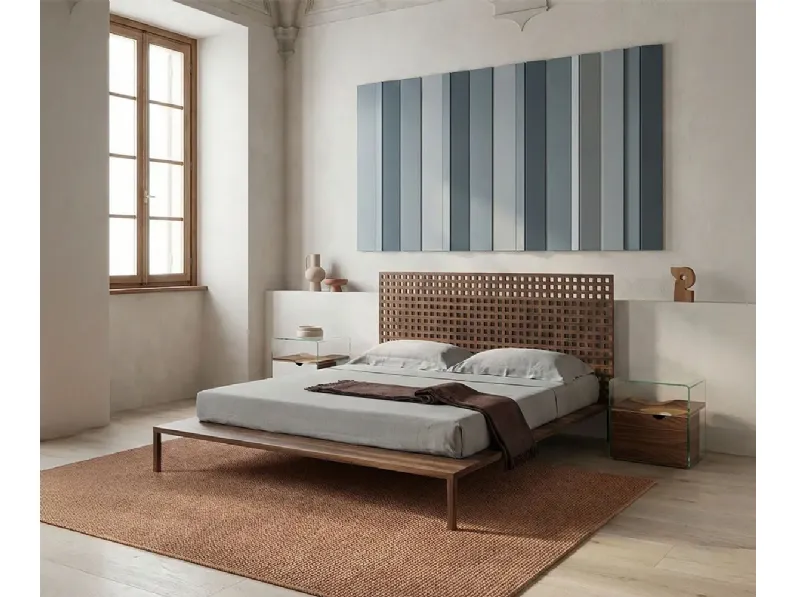 Letto in legno sottile con testiera a rete Twine di Horm