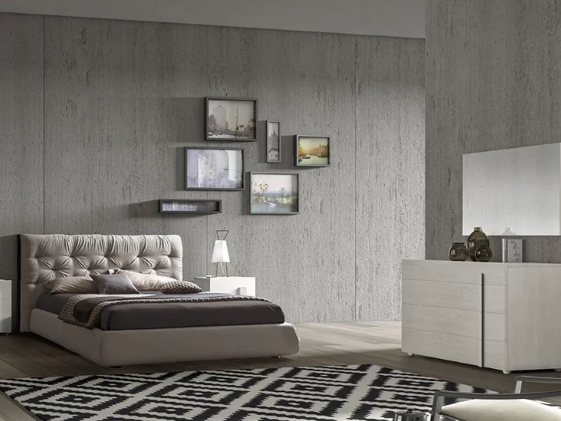 Letto con testiera in tessuto imbottito Twitter di Dal Cin