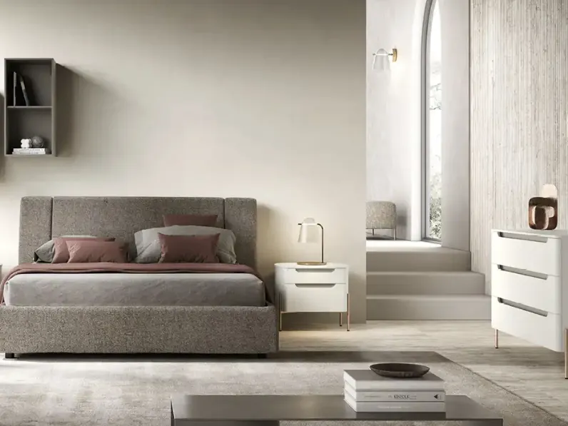 Letto Vega A12 in tessuto imbottito di Moretti Compact Giorno Notte
