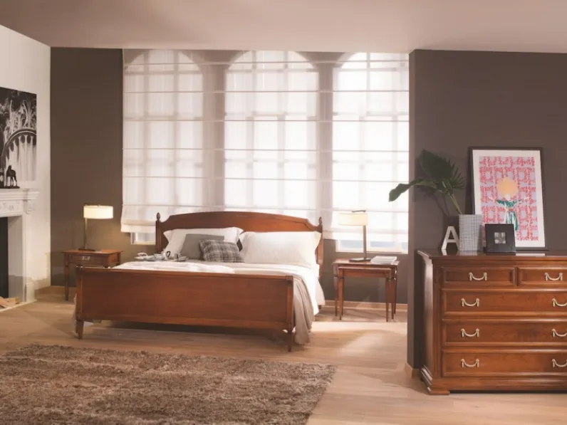Letto in legno classico con testiera Villa Borghese di Selva