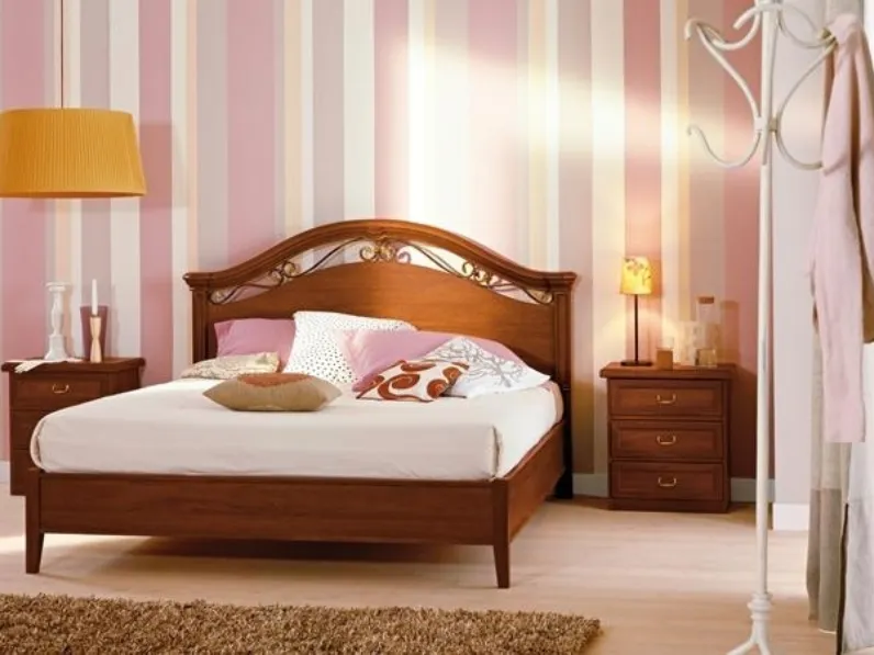 Letto in legno con testiera Giglio di Villanova