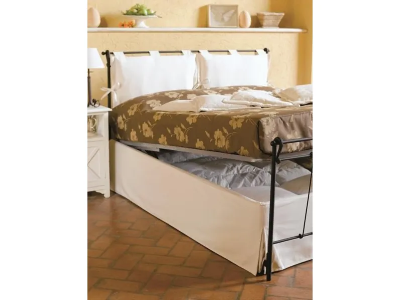 Letto in acciaio verniciato nero e tessuto con contenitore Vivere di Hoppla