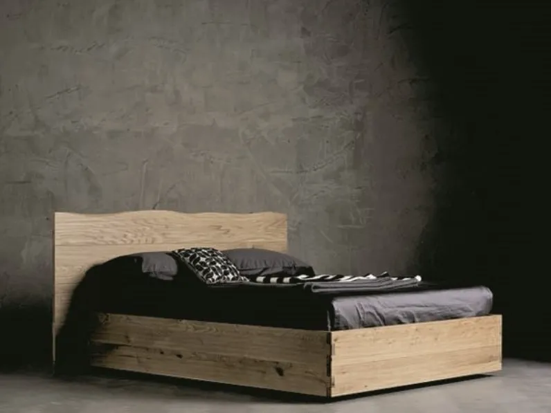 Letto con testiera in legno e box contenitore Wood di Alta Corte